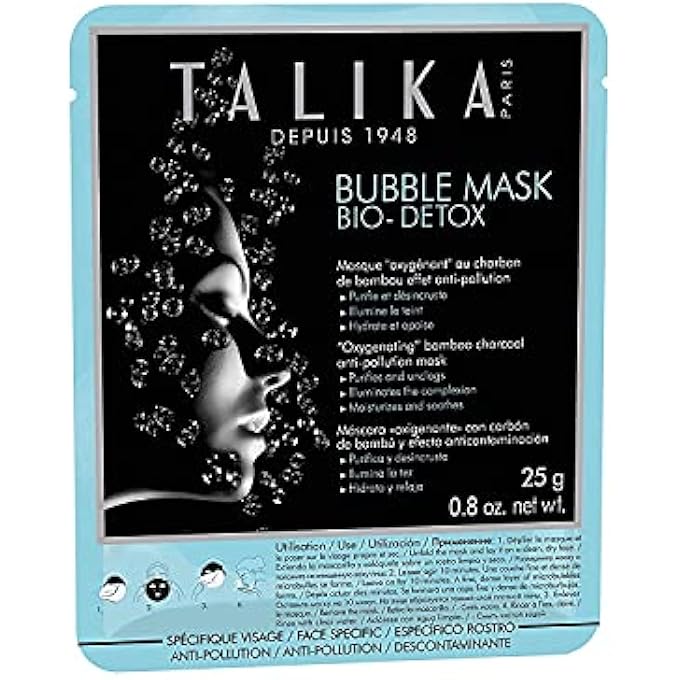Talika BUBBLE MASK BIO DETOX - OXYGENATION & ANTI-POLLUTION FACE MASK - FOAMING ACTION MICROBUBBLE DETOX MASK - PURIFYING & PROTECTING BEAUTY SHEET MASK - Image 1
